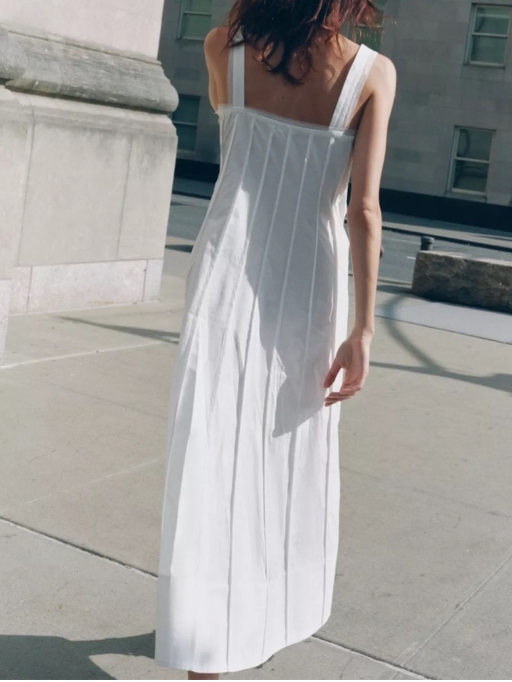 ZARA White Trim Detail Poplin Maxi Dress - Picture 5 of 16
